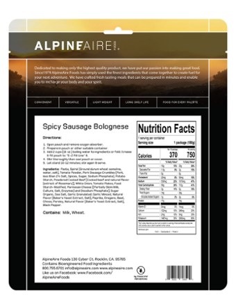 AlpineAire Foods Spicy Pasta Bolognese - 1 Serving 2
