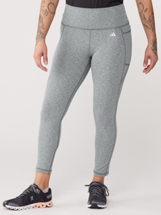 Adidas MEDIUM GREY HEATHER/WHITE Women's Essentials Leggings, US Medium