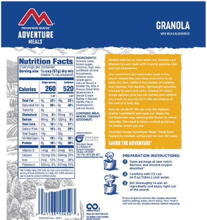 Mountain House Granola with Milk & Blueberries - 2 Servings 1