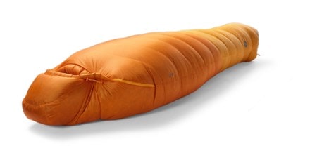 Marmot Lithium 0 Sleeping Bag 3/4 head view (Orange Pepper/Golden Sun)