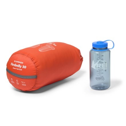 Kammok Firebelly 30F Down Quilt 32 fl. oz. water bottle not included