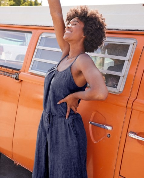Location Image for Taj Hemp Strappy Jumpsuit - Women's