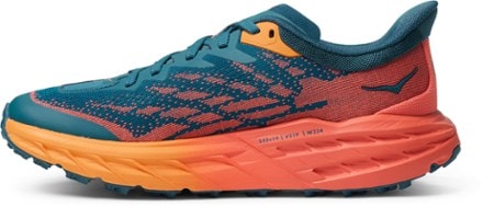 HOKA Speedgoat 5 Trail-Running Shoes - Women's Left view (Blue Coral/Camellia)