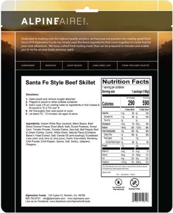 AlpineAire Foods Santa Fe Style Beef Skillet - 1 Serving 1