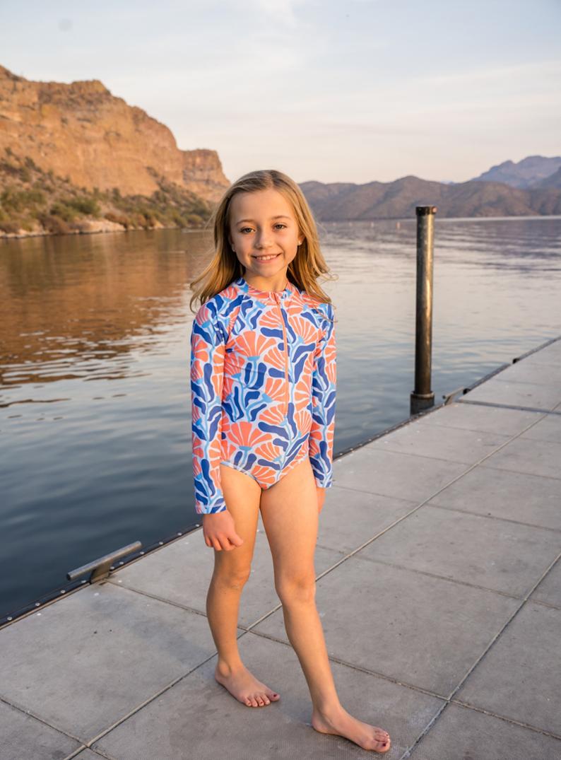 Location Image for Long Sleeve One-Piece Swimsuit - Kids'