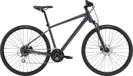 dark blue cannondale commuter city bike