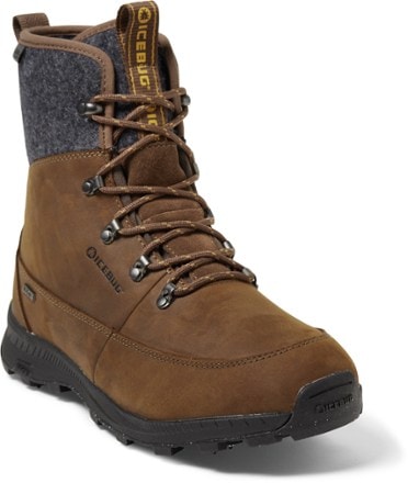 ICEBUG Adak Wool BUGrip Boots - Men's 3/4 view (Coffee/Grey)