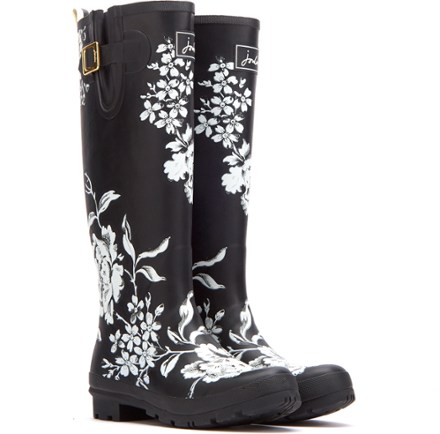 black floral rain boots