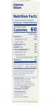 Alpine Start Instant Coconut Creamer Latte - Package of 5 2