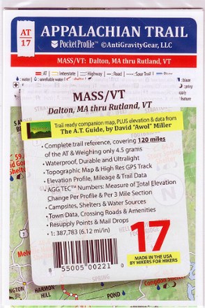 AntiGravityGear Appalachian Trail Pocket Profile Map: Massachusetts/Vermont (Dalton, MA - Rutland, VT) 0