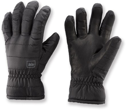 white puffy gloves