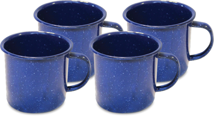 Mountain Summit Gear Classic Blue Enamel Mug - 12 fl. oz. - Set of 4