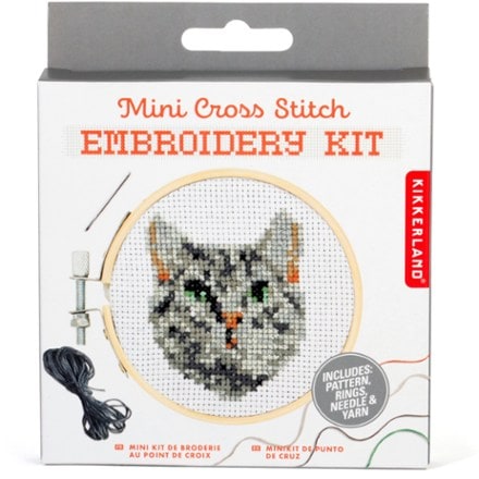 Kikkerland Tabby Cat Mini Cross Stitch Embroidery Kit 0