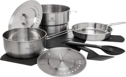 Stainless Steel Nesting RV Induction Cookware, 10 Piece Set, Black