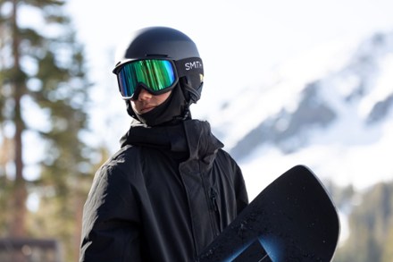 black helmet and goggles snowboarding Odoland Ski Set for Adults & Youth, Snowboard Helmet with Goggles Less is more Smith Transfer Goggles - Black/Green