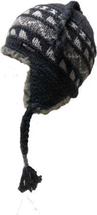 Hat Green Frog Knitted Ladies Mens Kids Fleece lined Nepal Style Ear Flaps 