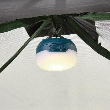 Kelty Daydreamer 6P Tent Light (sold separately) hung on gear loop