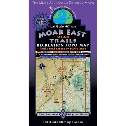 Latitude 40 Maps Moab East Trails Recreation Topo Map - 7th Edition 0