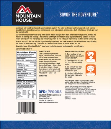 Mountain House Spicy Southwest Breakfast Hash 2 Servings REI Coop