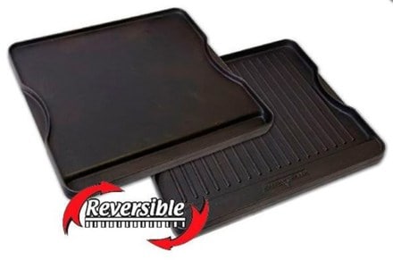 Choice 16 1/2 x 9 1/2 Pre-Seasoned Reversible Cast Iron Griddle and Grill  Pan with Handles