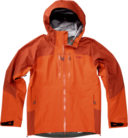red long winter jacket