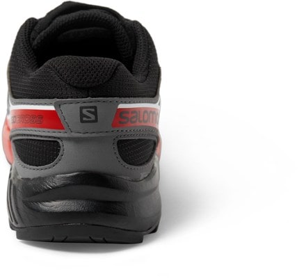Salomon Speedcross Trail-Running Shoes - Kids' Back view (Black/Quiet Shade/High Rsk Red)