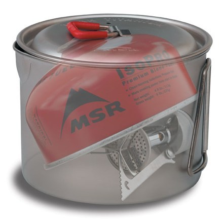 Stove and fuel canister nested in kettle