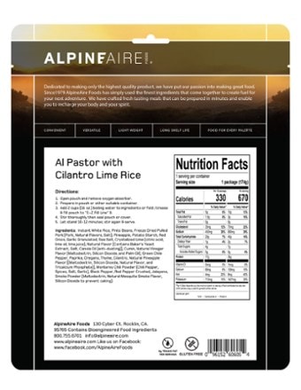 AlpineAire Foods Al Pastor with Cilantro Lime Rice - 1 Serving 2