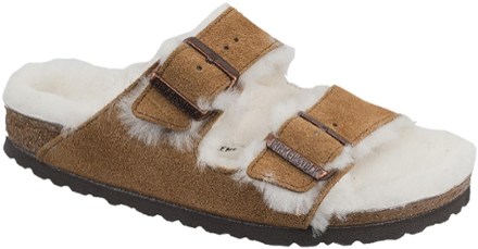 Designer Wooden Mules: Womens Fur Canvas Slides With Shearling