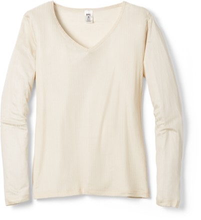 Silk V Neck Long Underwear Shirt Women s Natural XL