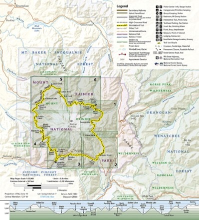 National Geographic Wonderland Trail Topographic Map Guide 1