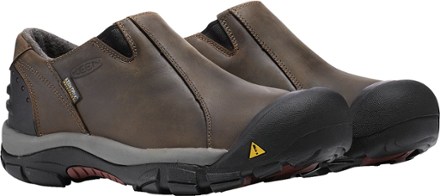 KEEN Brixen Low Waterproof Shoes - Men's Side view (Slate Black/Madder Brown)