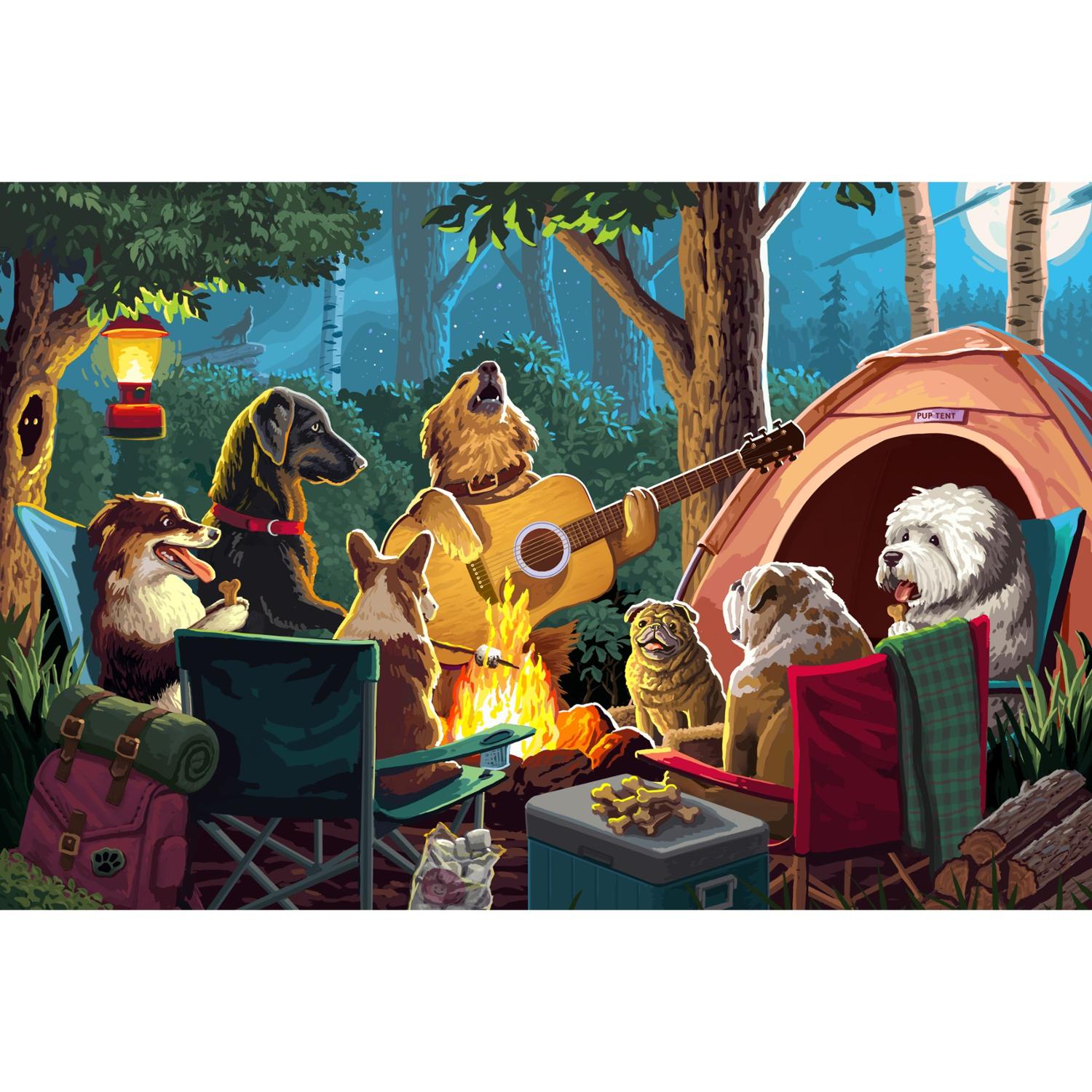 Dogs Around a Campfire Puzzle - 1,000 Piece