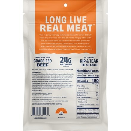 Country Archer Jerky Co. Zero Sugar Grass-Fed Beef Jerky - 2 oz. 1