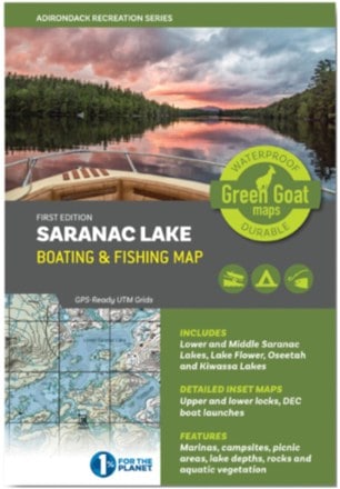 Green Goat Maps Saranac Lake Boating & Fishing Map 0