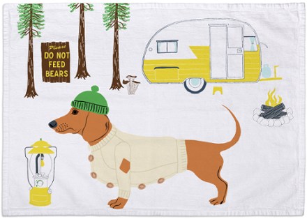 Claudia Pearson Camping Dogs Tea Towel - Dachshund 0