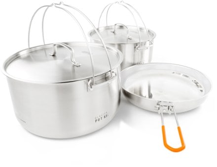 Camping Cookware Set Stainless Steel, 4-piece Camping Pot Pan Set, 600 –