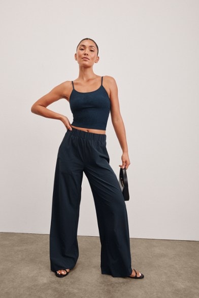 Location Image for Stretch Woven Wide-Leg Pants - Women's
