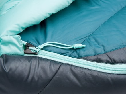 NEMO Forte 20 Endless Promise Sleeping Bag - Women's Zipper detail (Abyss/Hazy Aqua)