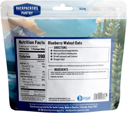 Backpacker's Pantry Hot Blueberry, Walnut, Oats & Quinoa Cereal - 1 Serving 1