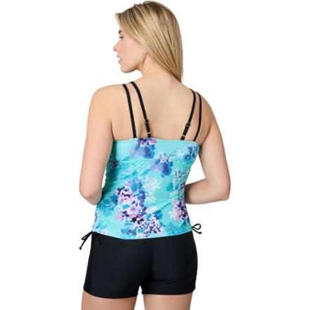 Free Country Side Shirred V-Neck Tankini Swimsuit Top - Women's 1