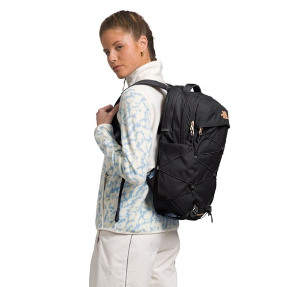 north face borealis backpack outfit Women's The Lux Frost Grey/ Gold Metallic while water bottles can be stored in the exterior pockets The North Face Borealis |