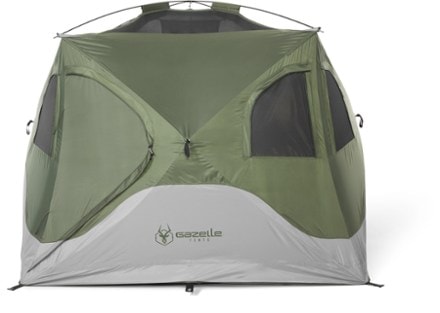Gazelle T4 Hub Tent Front view (Alpine Green)
