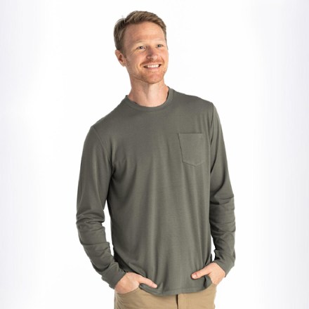 Free Fly Men's Flex Long-Sleeve Pocket Tee  Green Xxxl