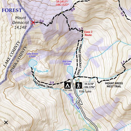 Outdoor Trail Maps Colorado 14ers Series Map: Mount Sherman, Mount Bross, Mount Cameron, Mount Democrat, Mount Lincoln, Quandary Peak 1