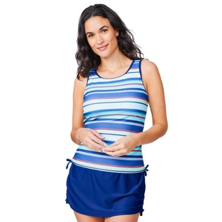 Free Country Full Side Shirring Tankini Swimsuit Top - Women's 0