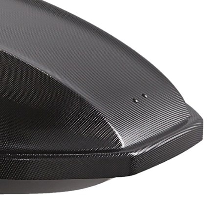 Yakima SkyBox 18 Carbonite Cargo Roof Box Front View (Black)