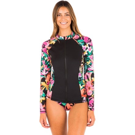 Hurley Floral Pop Long-Sleeve Zip Rashguard - Women's 0