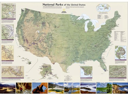 United States National Parks Wall Map - Tubed