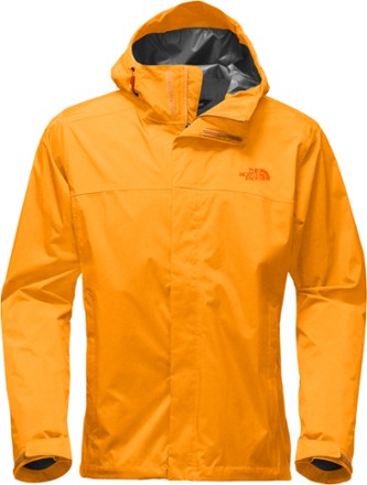 orange north face rain jacket